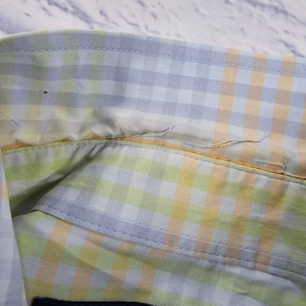 Phat Farm Button Down Shirt MENS XL Yellow Blue Plaid Vintage Y2K Streetwear - Picture 14 of 16